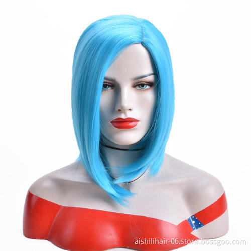 Wholesale Shoulder Length Straight Wigs with couleurs  Heat Resistant Snythetic hair wigs for Women
